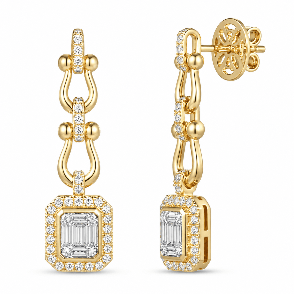 14K Yellow Gold Diamond Drop Earrings