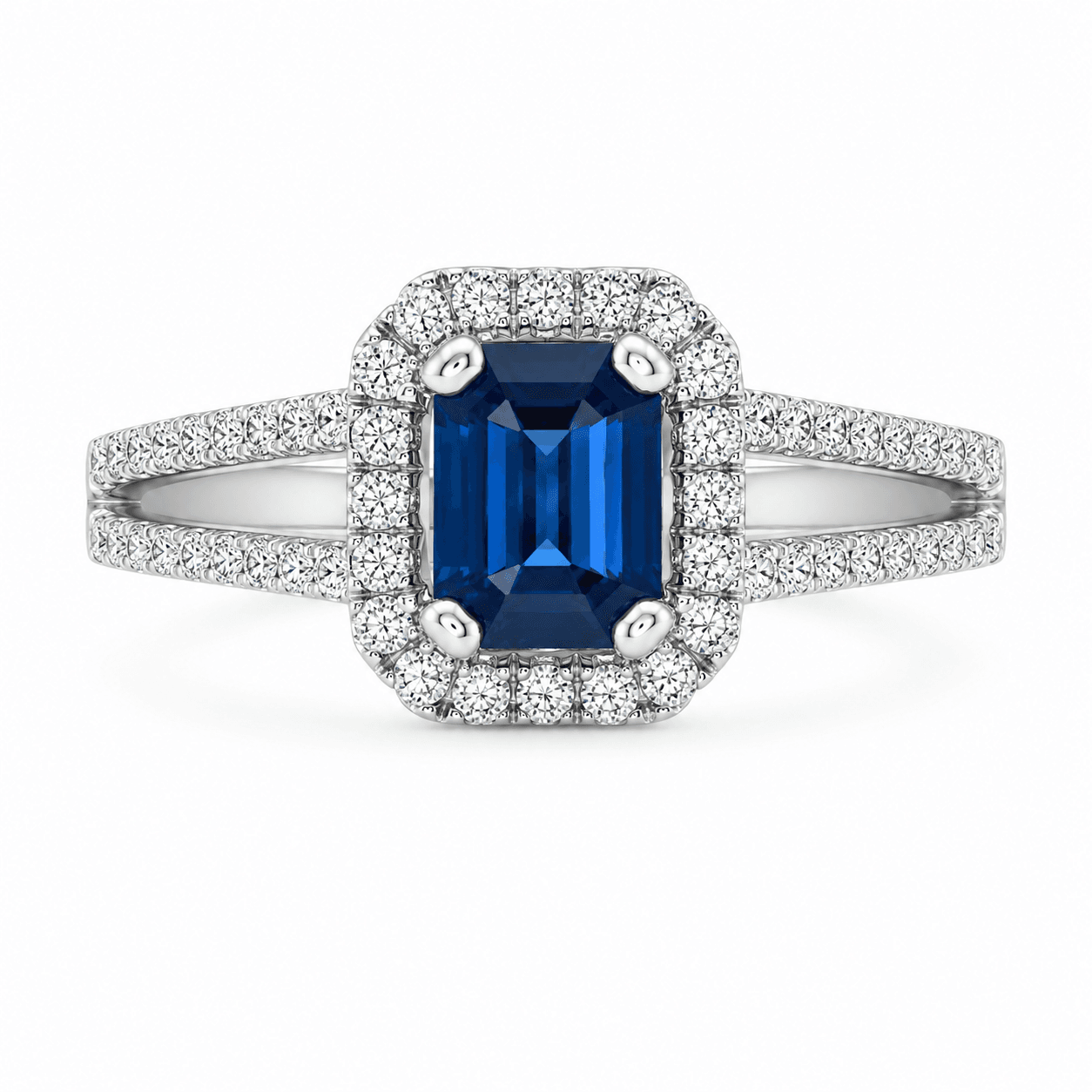 14K White Gold Sapphire & Diamond Ring