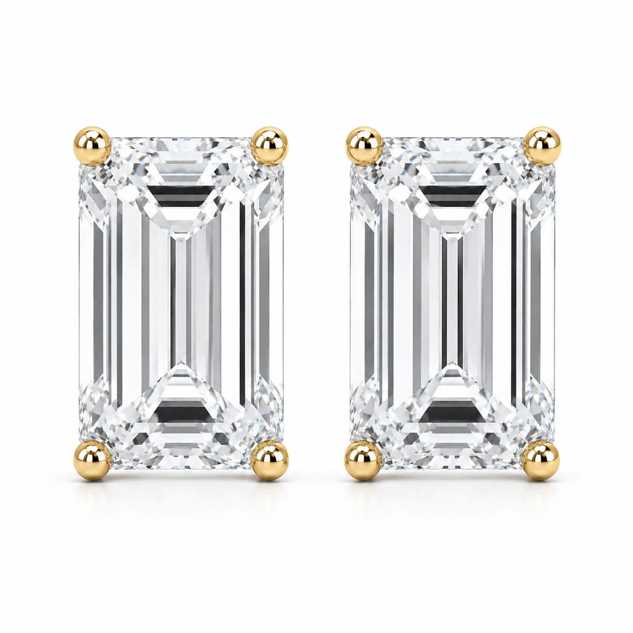 Lab-Grown Emerald-Cut Diamond Stud Earrings