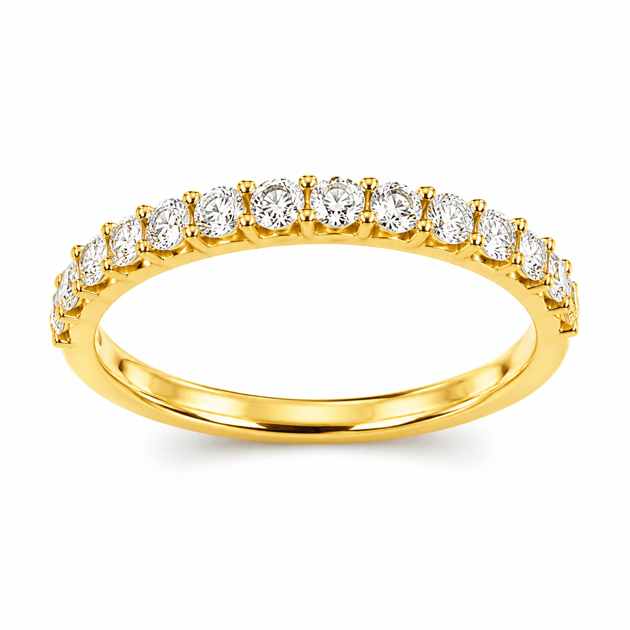14K Yellow Gold Round Diamond Band