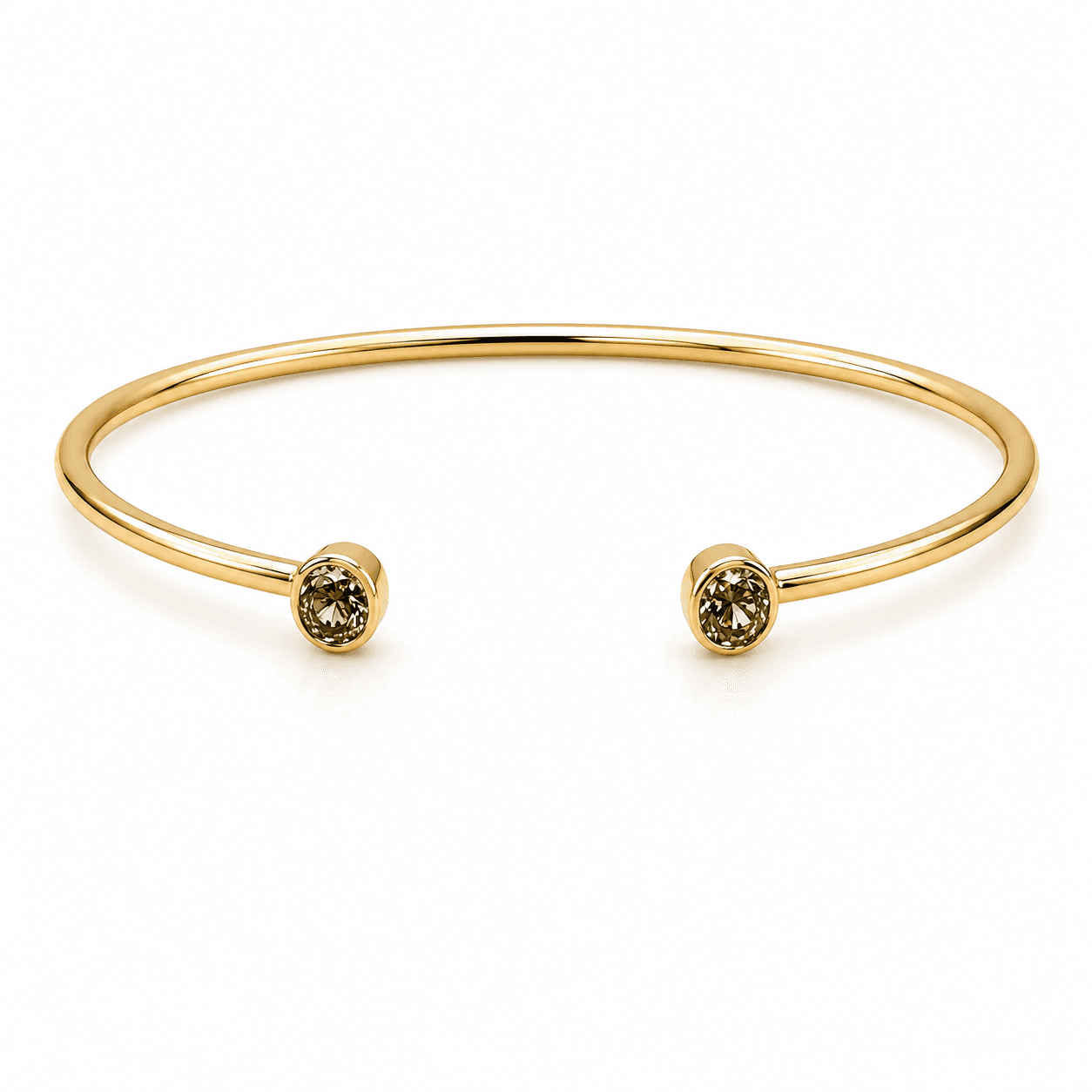 14K Yellow Gold 2-Stone Oval Yellow Diamond Bangle