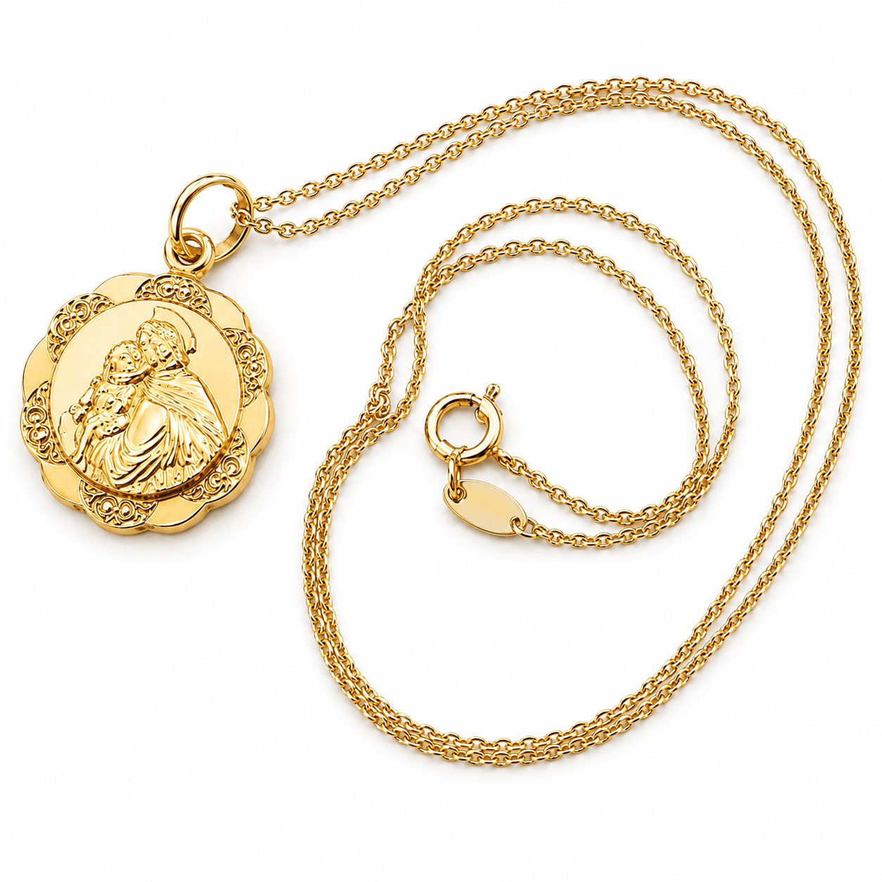 18K Gold Saint Anthony Pendant Necklace