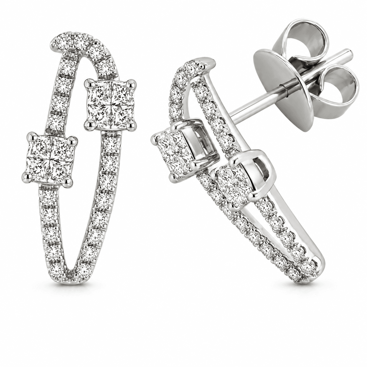 Two-Stone Diamond Stud Earrings