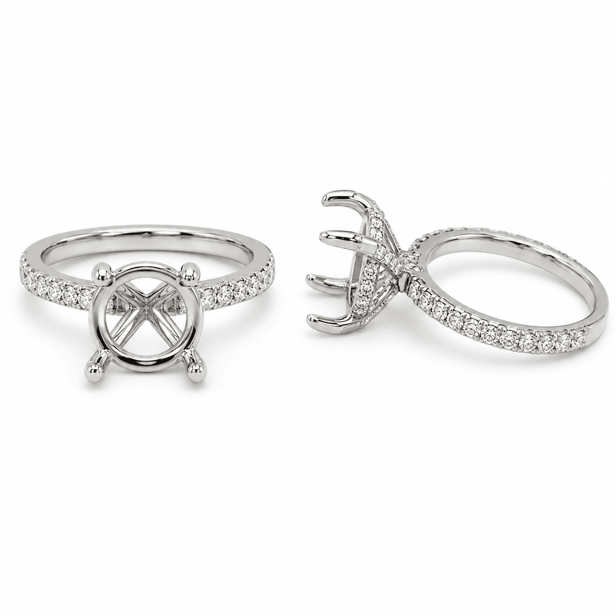 Diamond Semi-Mount Ring with Under Halo