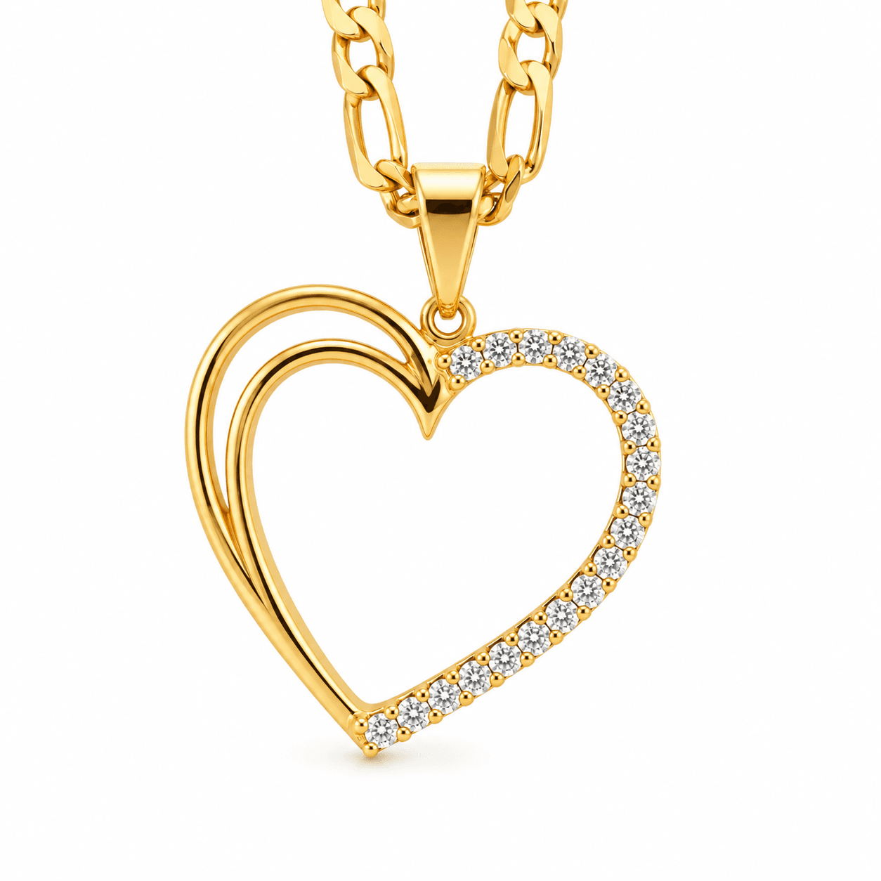 18K Yellow Gold Heart Diamond Necklace