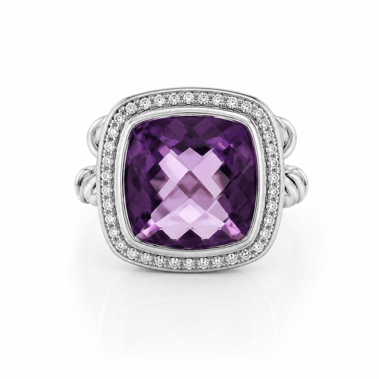 Amethyst Halo Ring