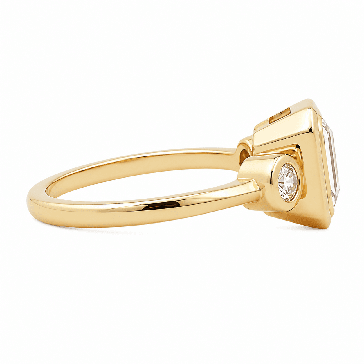 Three-Stone Emerald-Cut Lab-Grown Diamond Engagement Ring