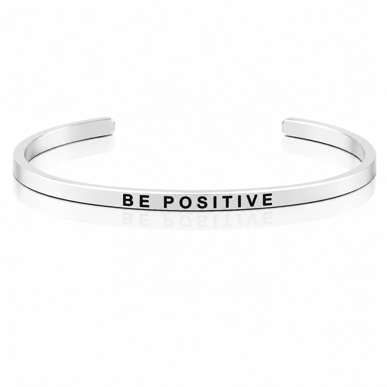 STAINLESS STEAL SILVER \"BE POSITIVE\" BANGLE