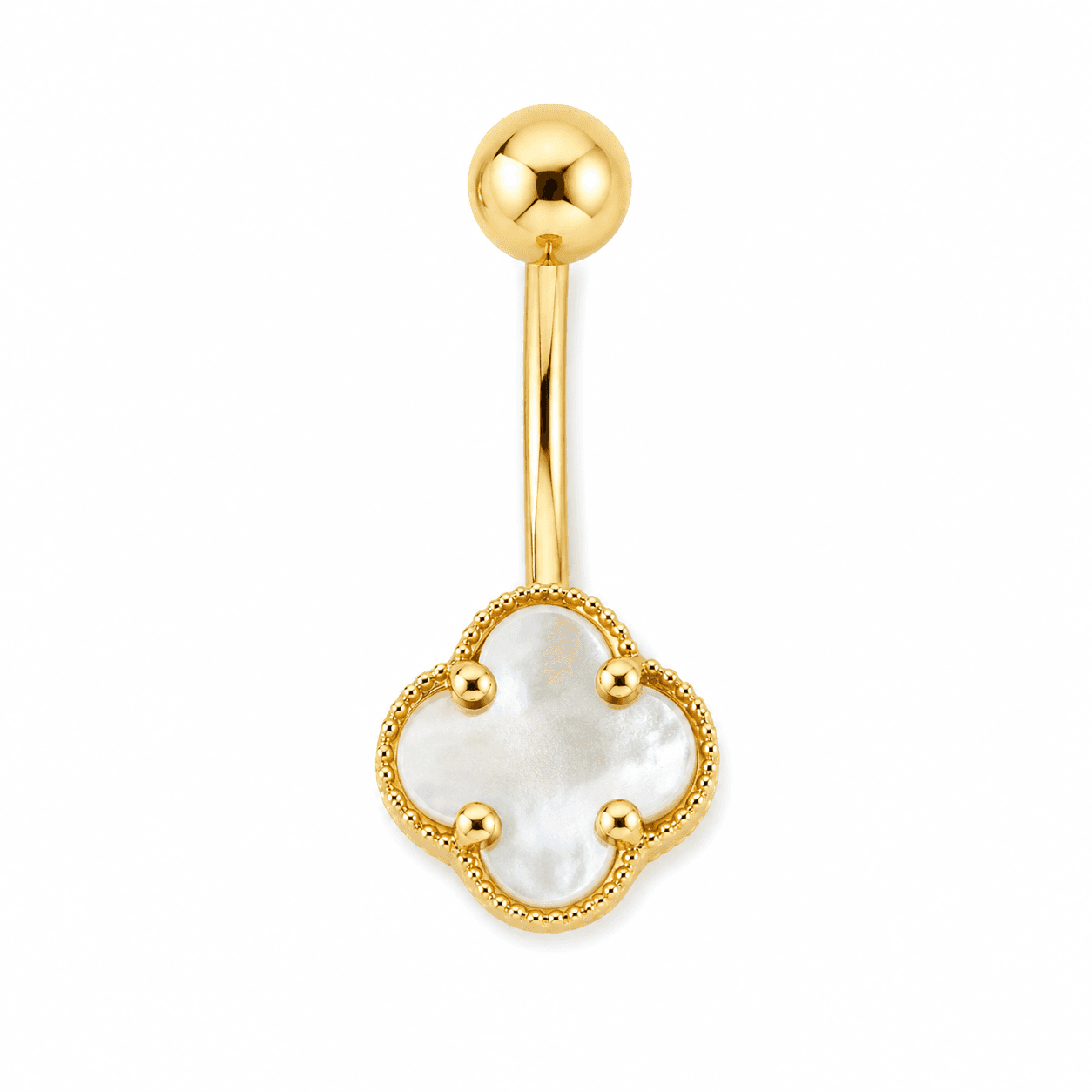 Mother-of-Pearl Clover Belly Piercing