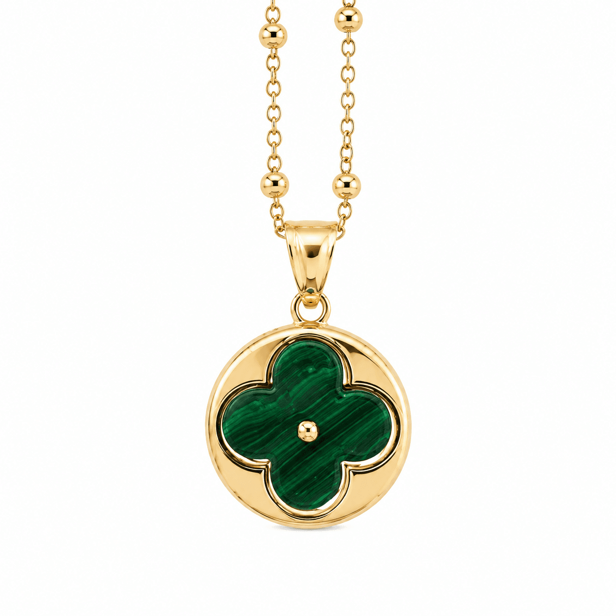 Round Clover Disc Necklace