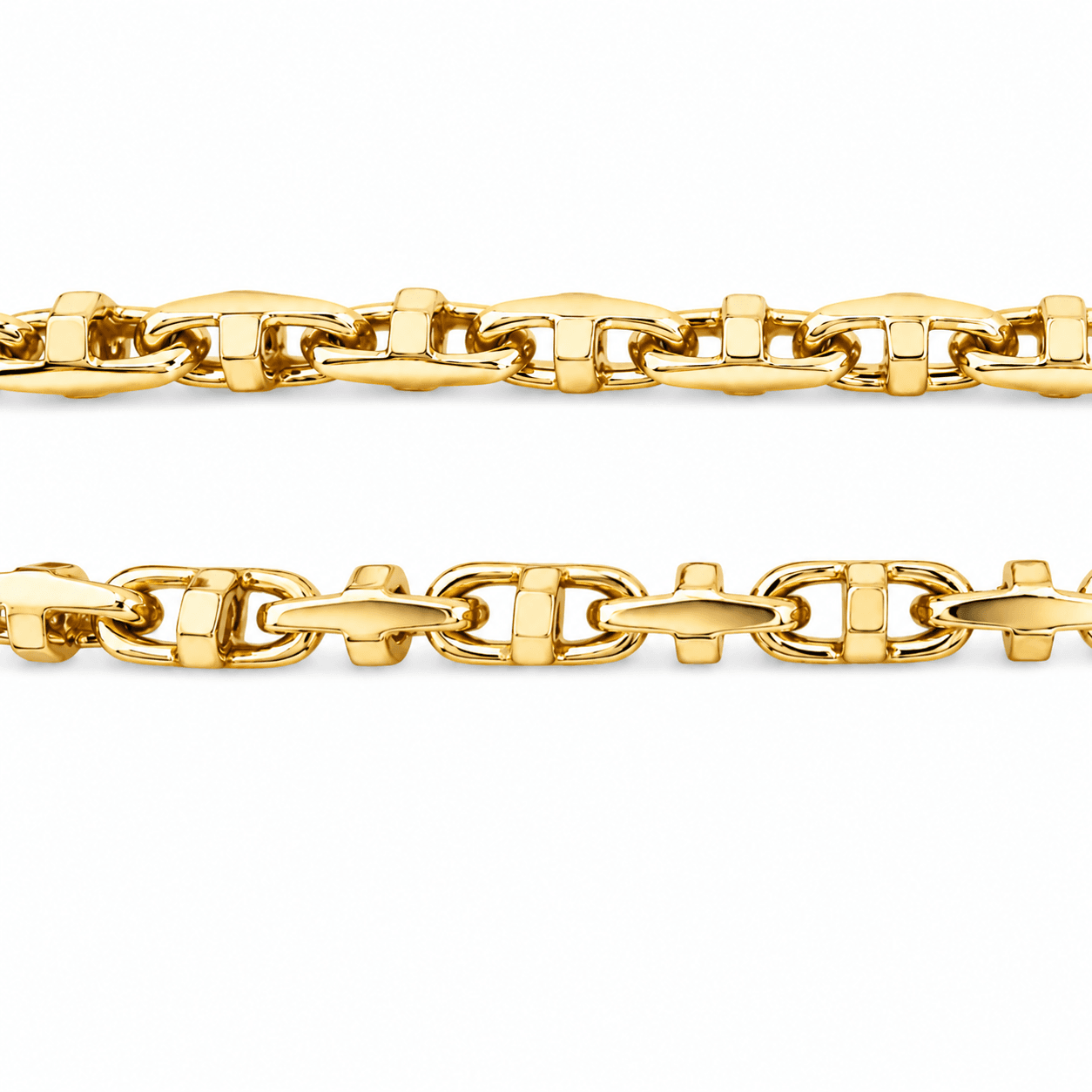 14K Two-Tone Fancy Link Anchor Chain