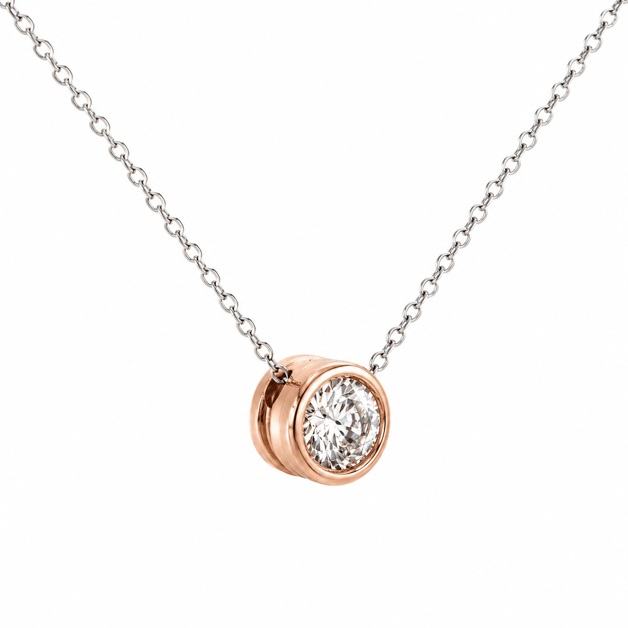 Round Diamond Bezel Pendant Necklace