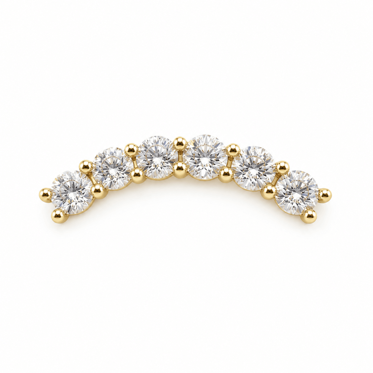 14K Yellow Gold Curved Bar CZ Earring