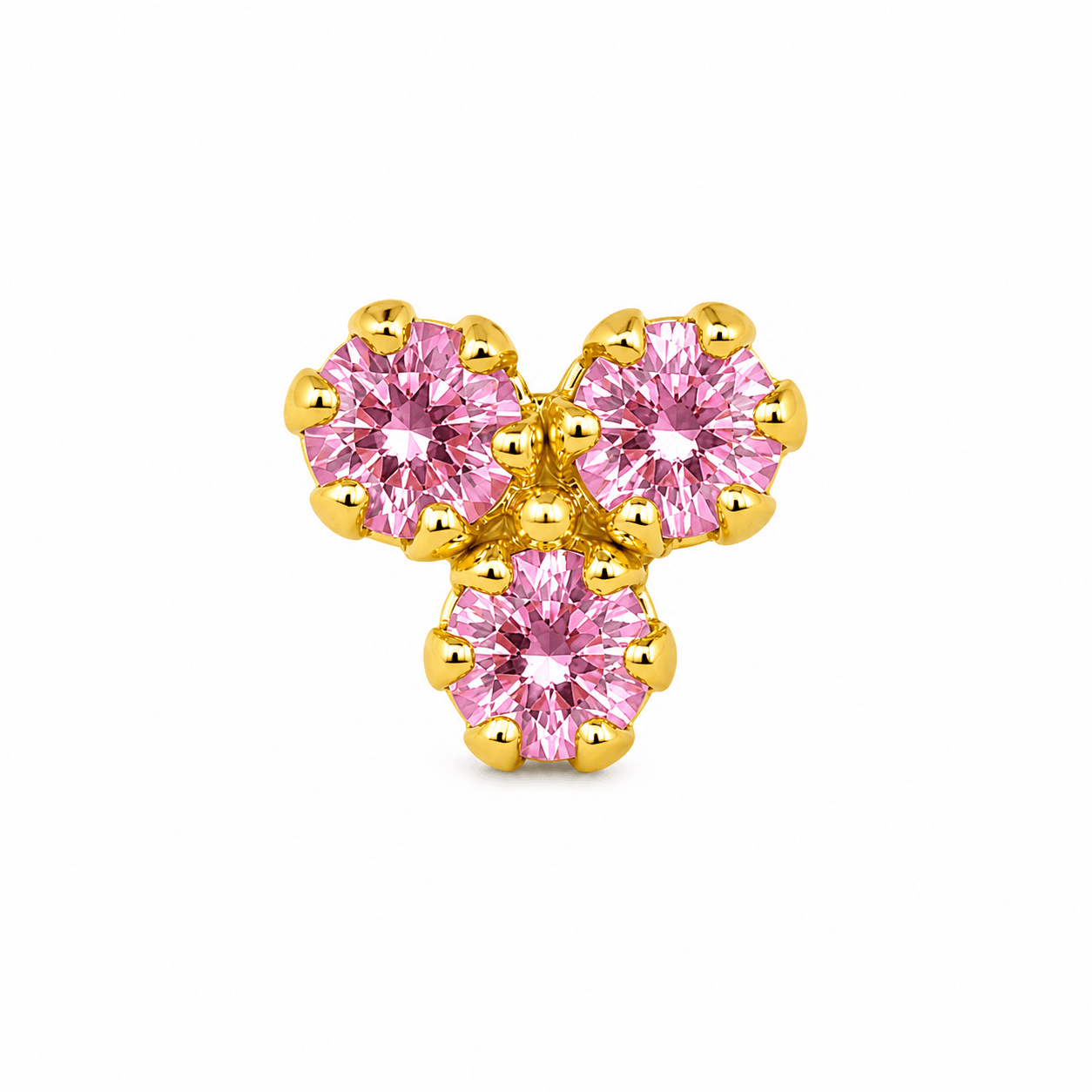 3-Round Pink CZ Cartilage Piercing