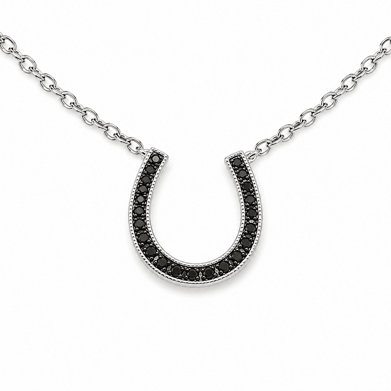 Black Diamond Horseshoe Necklace