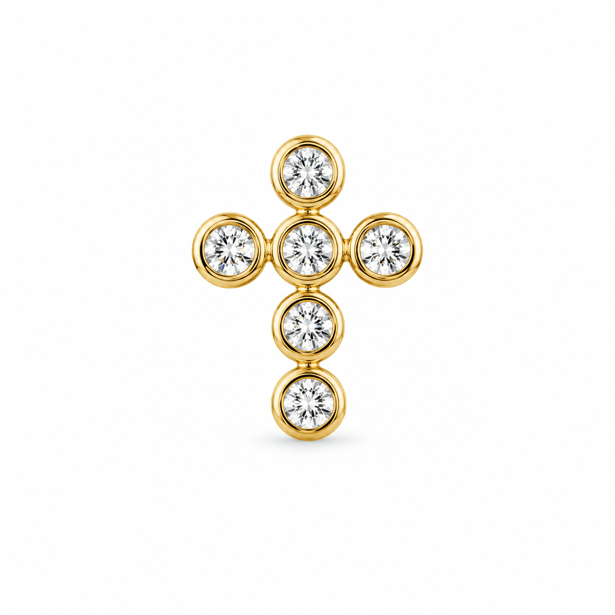 Cross Cartilage Piercing with Bezel-Set CZ