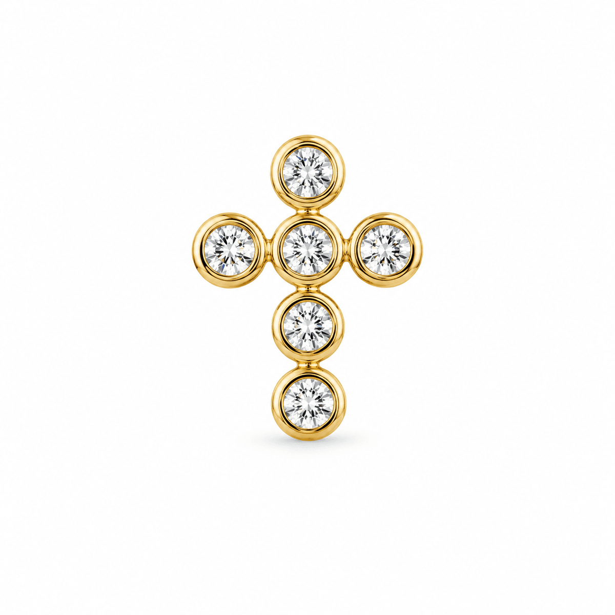 14K Cross Cartilage Piercing with Bezel-Set CZ