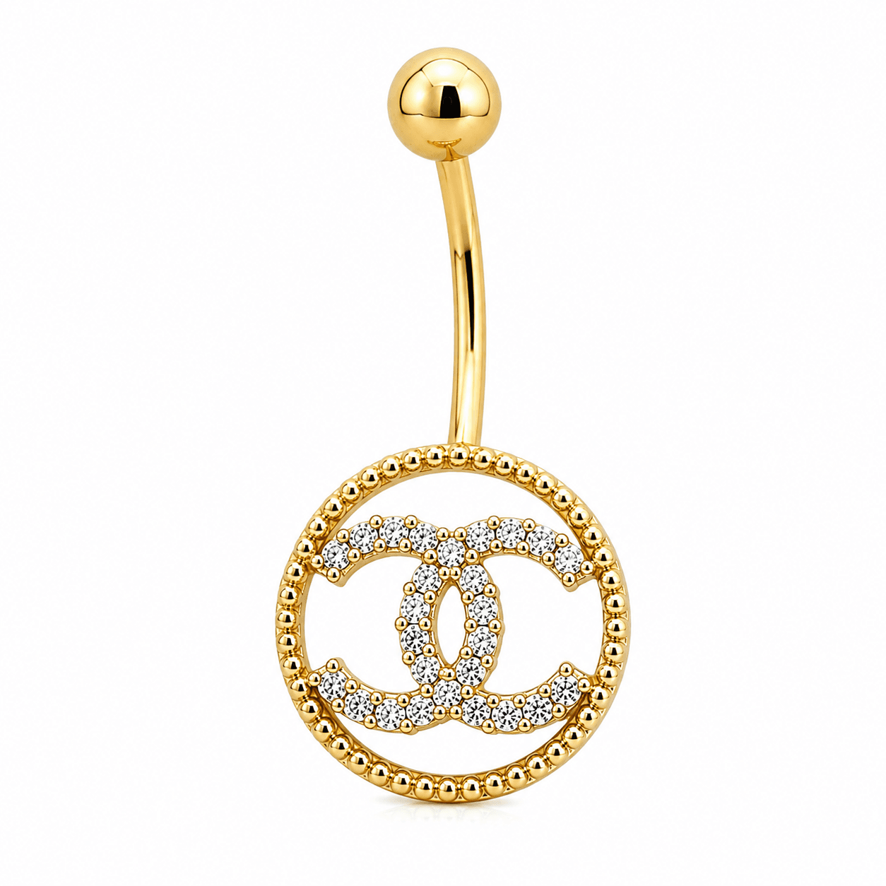 Double-C Beaded Halo CZ Pendant