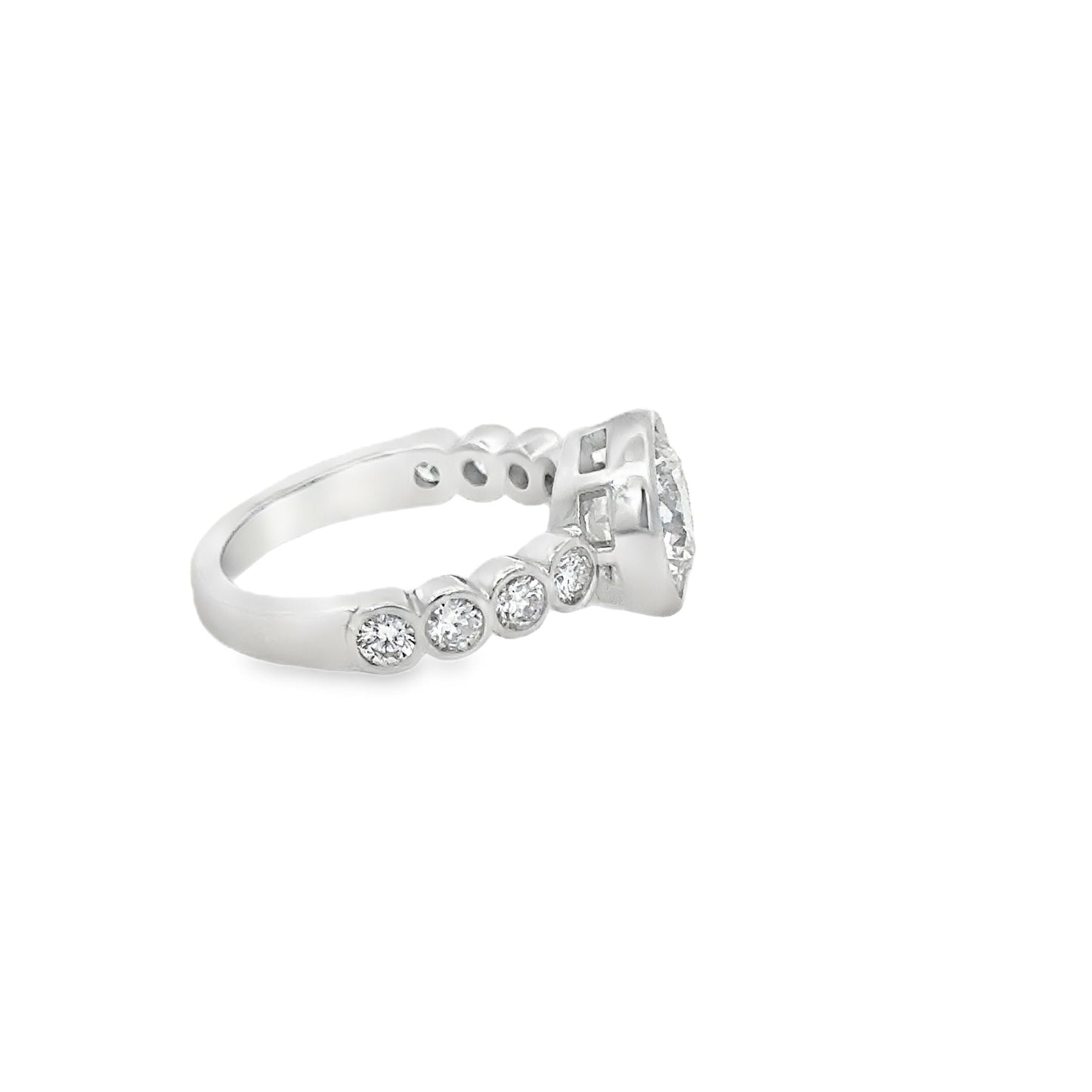 14K WG RD DIA BEZEL WITH BEZEL DIA BAND ENG RING
