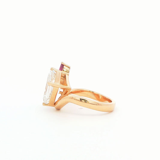 14K YG DIA EM WITH MULTI-COLOR SAPH ENG RING