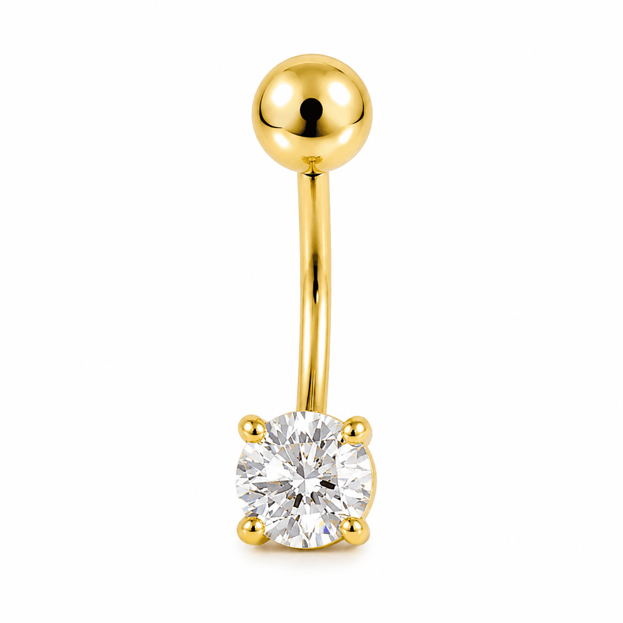 14K Round CZ Belly Piercing