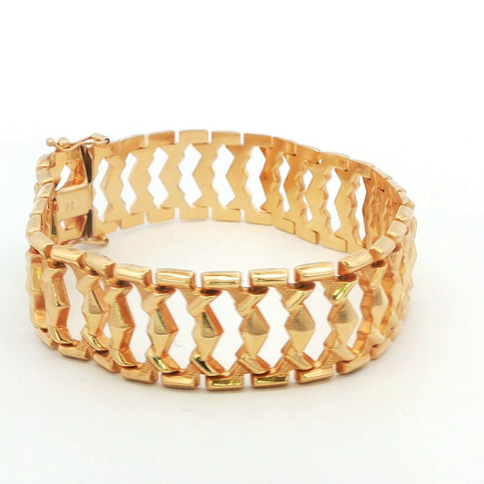 14K Yellow Gold Fancy Ladder-Link Bracelet