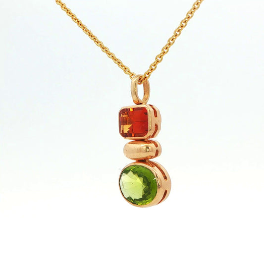 Peridot & Citrine Yellow Gold Pendant Necklace