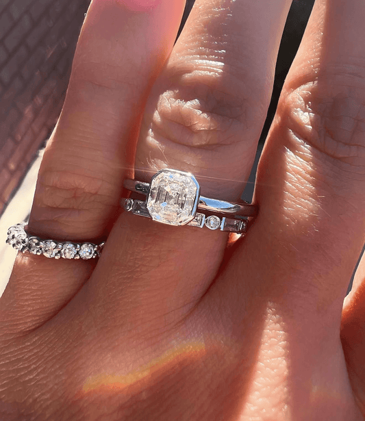 14K White Gold Asscher Cut Diamond Engagement Ring 1.00 CTTW