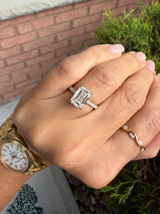 3-2/5 CT. T.W. Emerald-Cut Lab-Grown Diamond Engagement Ring