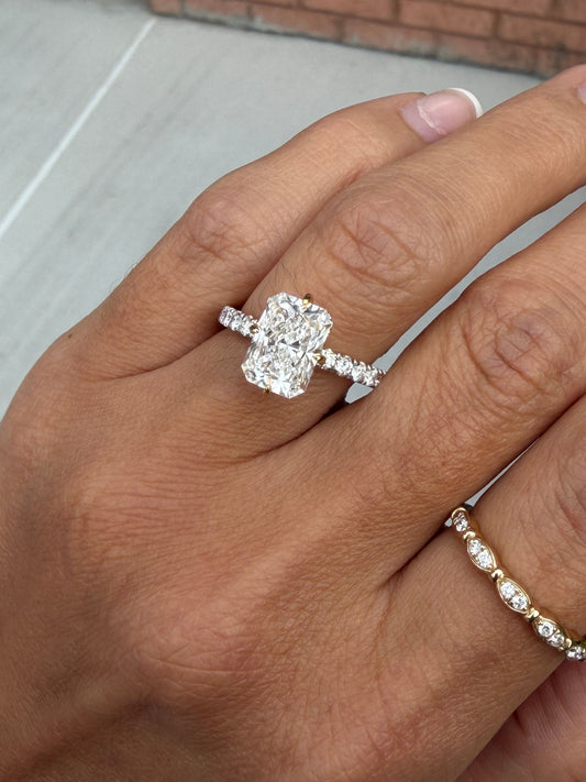 Radiant Lab Diamond Hidden Halo Engagement Ring