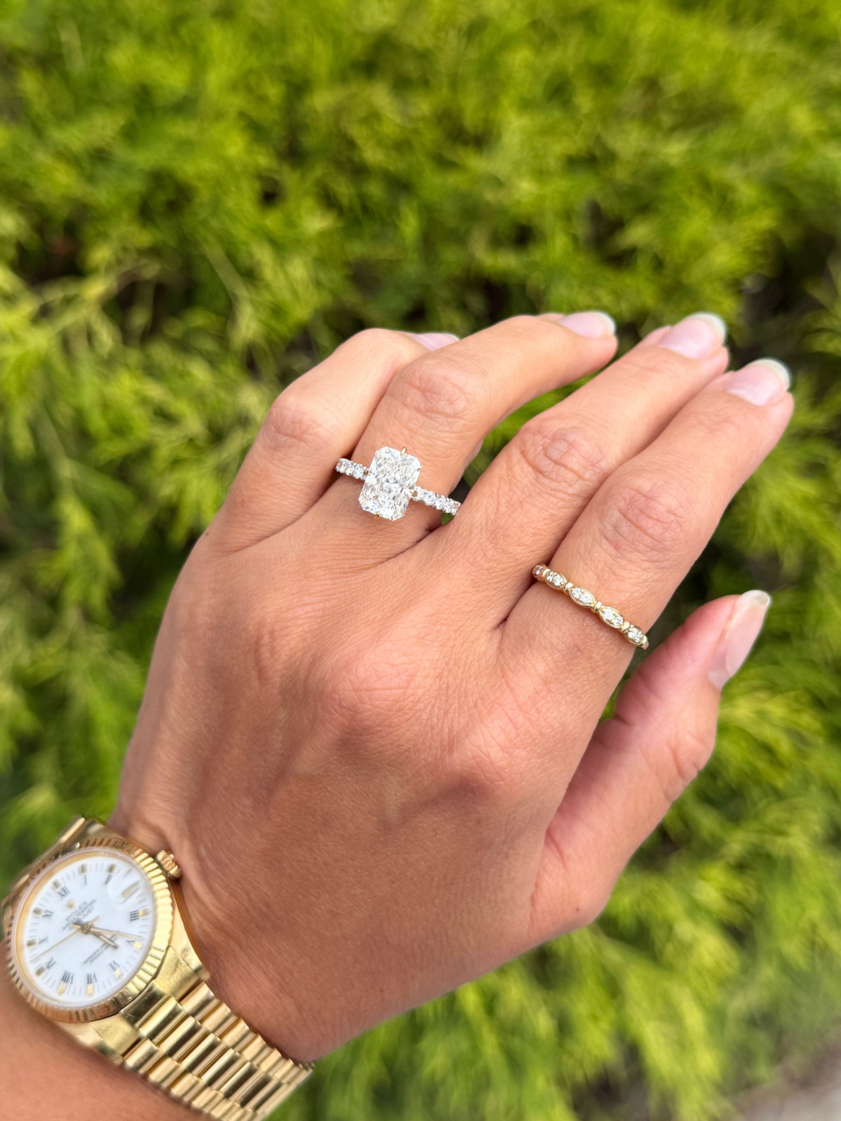 3.67 CTW Radiant Lab Diamond Hidden Halo Engagement Ring