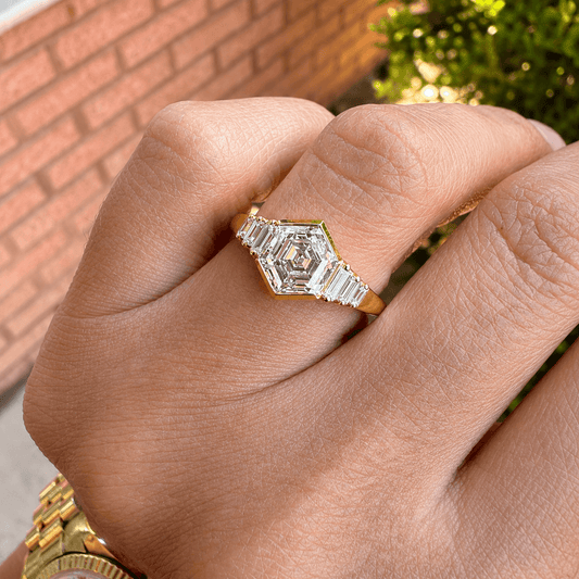 2.31 CTW Hexagon Lab-Grown Diamond Engagement Ring