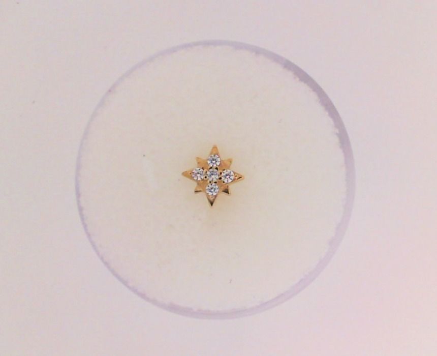 14K Yellow Gold CZ Star Cluster Stud Earring
