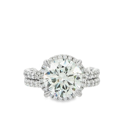 5 CT TW. Round Halo Lab-Grown Diamond Engagement Ring