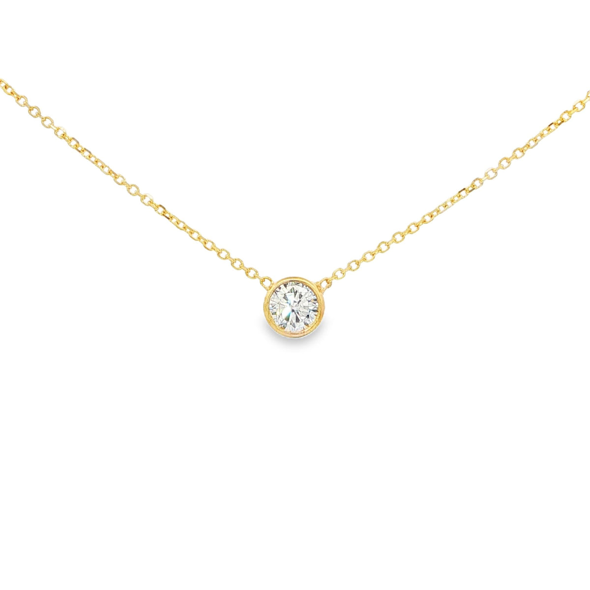 1/4 CTW Round Bezel Lab-Grown Diamond Pendant Necklace