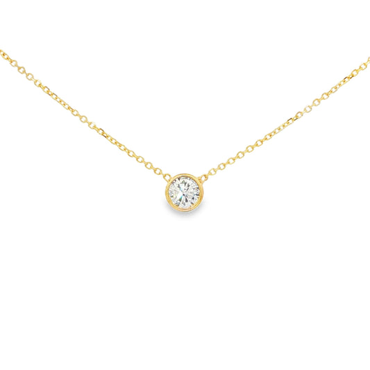 1/4 CTW Round Bezel Lab-Grown Diamond Pendant Necklace