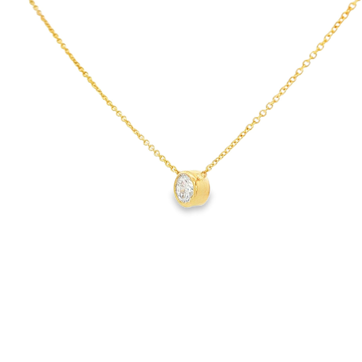 1/4 CTW Round Bezel Lab-Grown Diamond Pendant Necklace