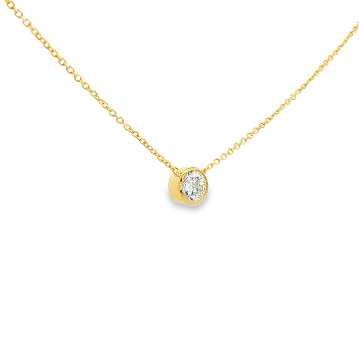1/4 CTW Round Bezel Lab-Grown Diamond Pendant Necklace