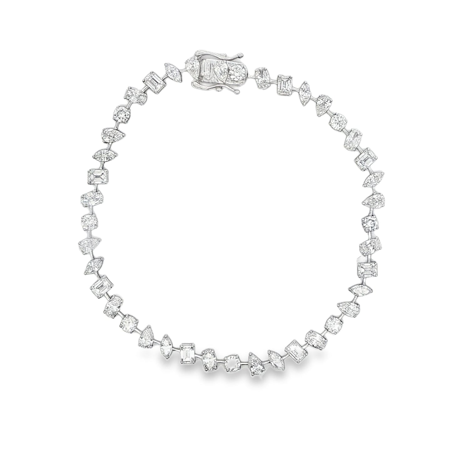 LGD 14K WG 7.84 CTW Multi Shape Diamond Tennis Bracelet