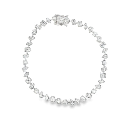 LGD 14K WG 7.84 CTW Multi Shape Diamond Tennis Bracelet