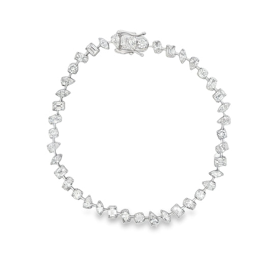 LGD 14K WG 7.84 CTW Multi Shape Diamond Tennis Bracelet