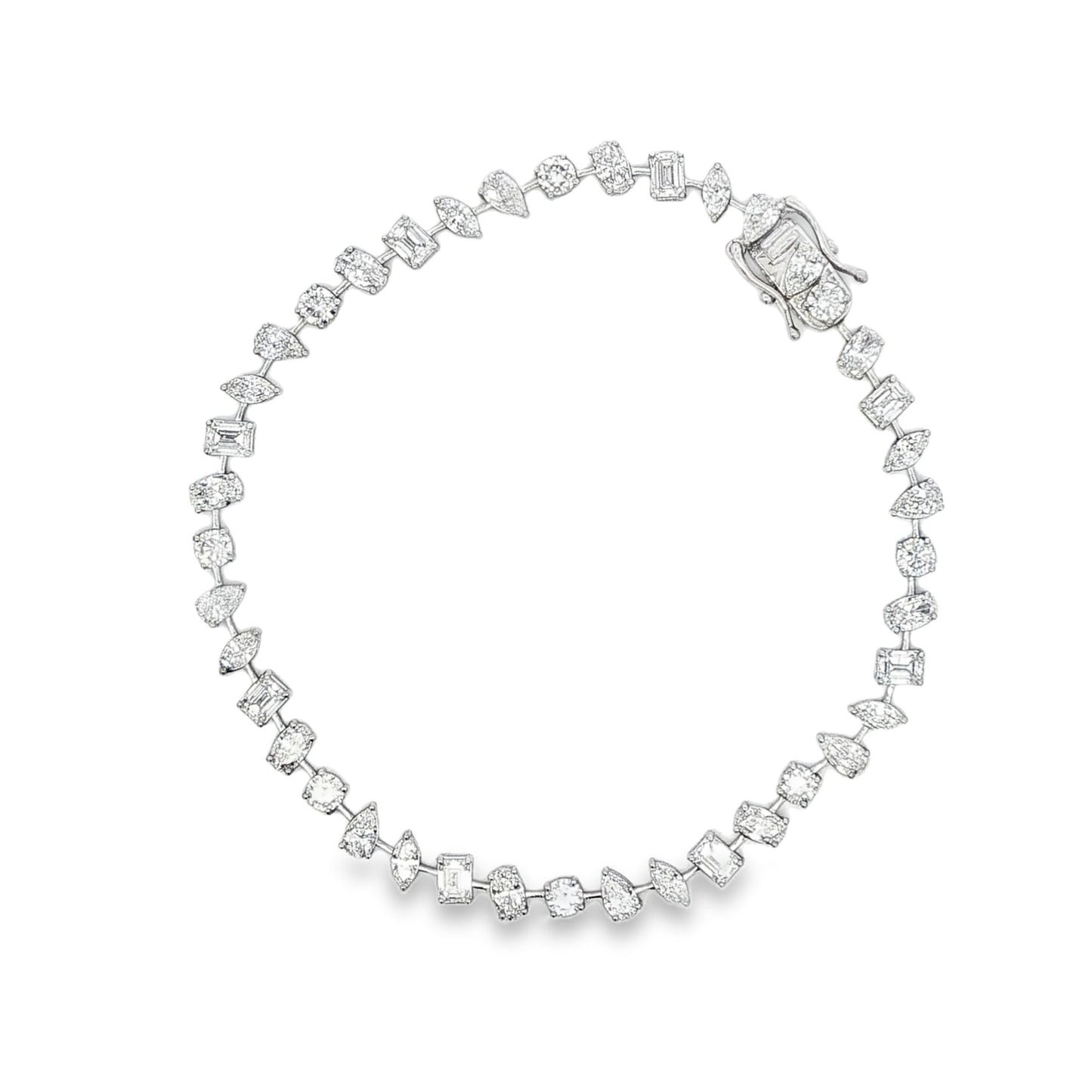 LGD 14K WG 7.84 CTW Multi Shape Diamond Tennis Bracelet