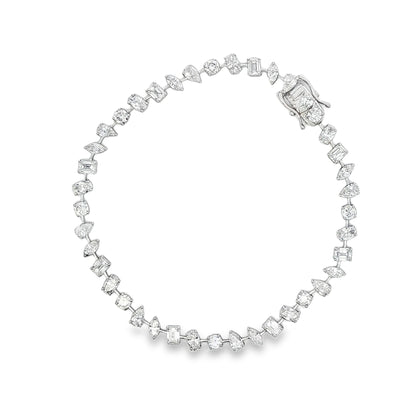 LGD 14K WG 7.84 CTW Multi Shape Diamond Tennis Bracelet