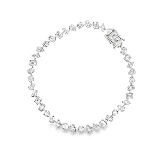 LGD 14K WG 7.84 CTW Multi Shape Diamond Tennis Bracelet