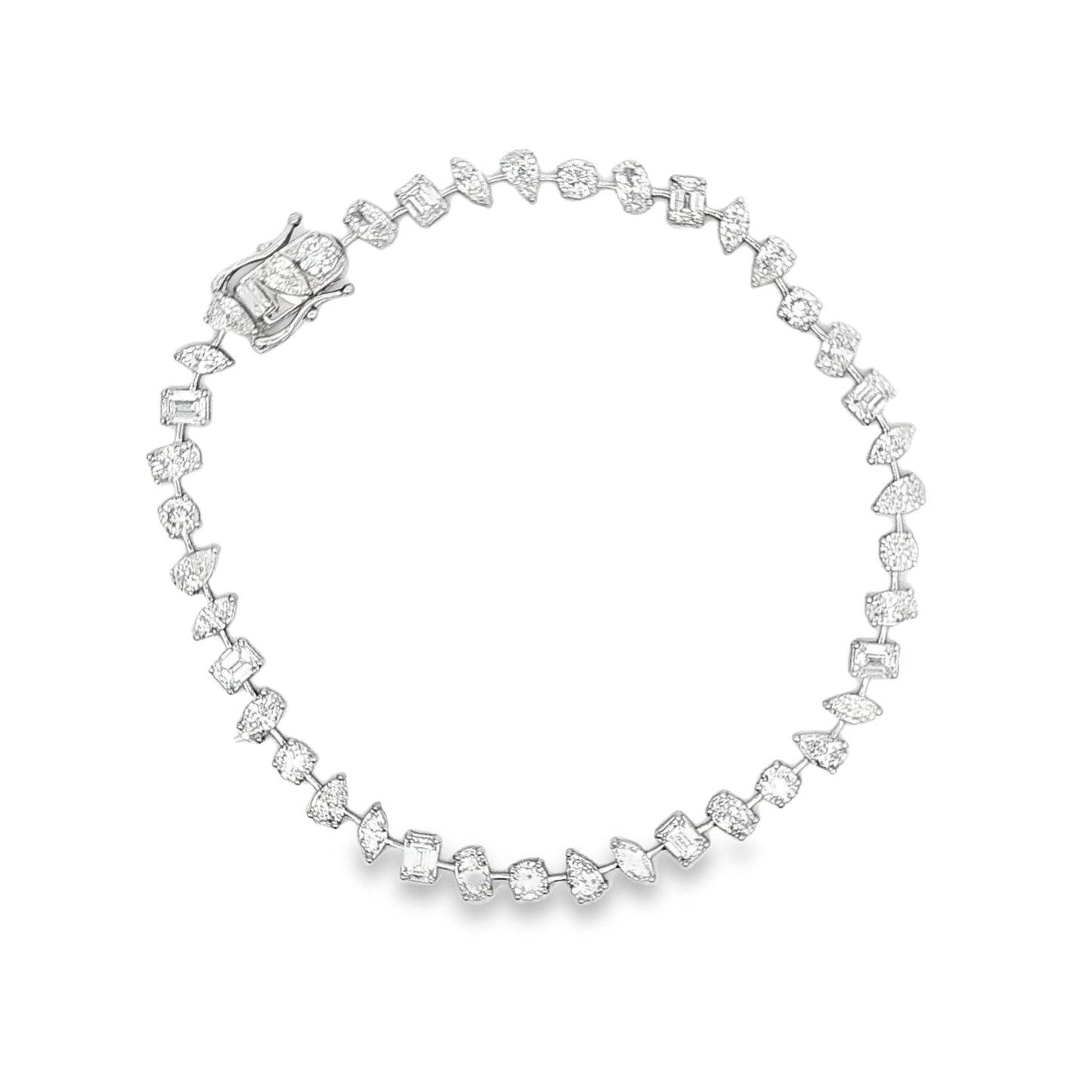 LGD 14K WG 7.84 CTW Multi Shape Diamond Tennis Bracelet