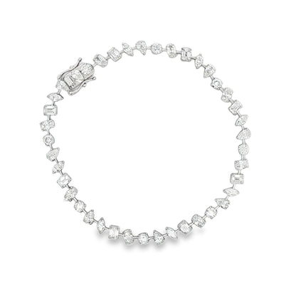 LGD 14K WG 7.84 CTW Multi Shape Diamond Tennis Bracelet