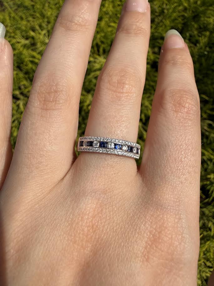 Blue Sapphire and Diamond Fashion Ring