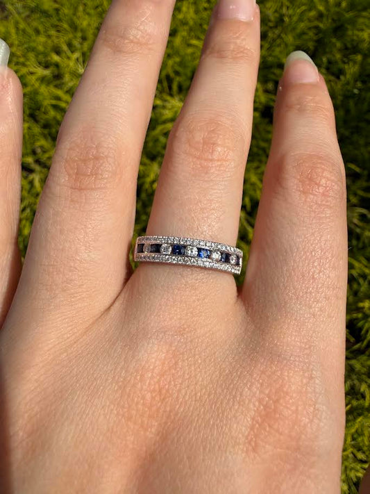 Blue Sapphire and Diamond Fashion Ring