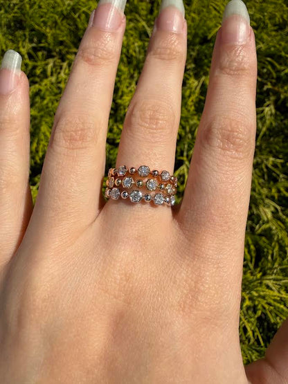 0.70 CT TW. Tri-Color Bubble Bezel Diamond Ring