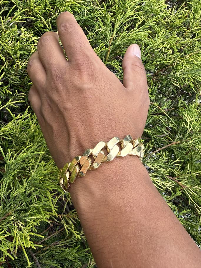 14K Yellow Gold CZ Cuban Link Bracelet